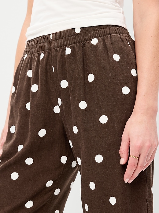 Image number 5 showing, High-Waisted Linen-Blend Straight Pants
