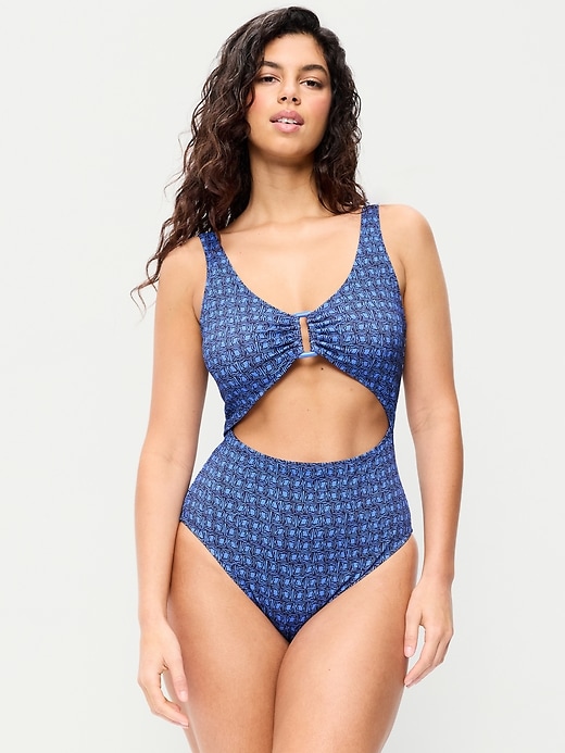 Image number 5 showing, Textured One-Piece Cut-Out Swimsuit