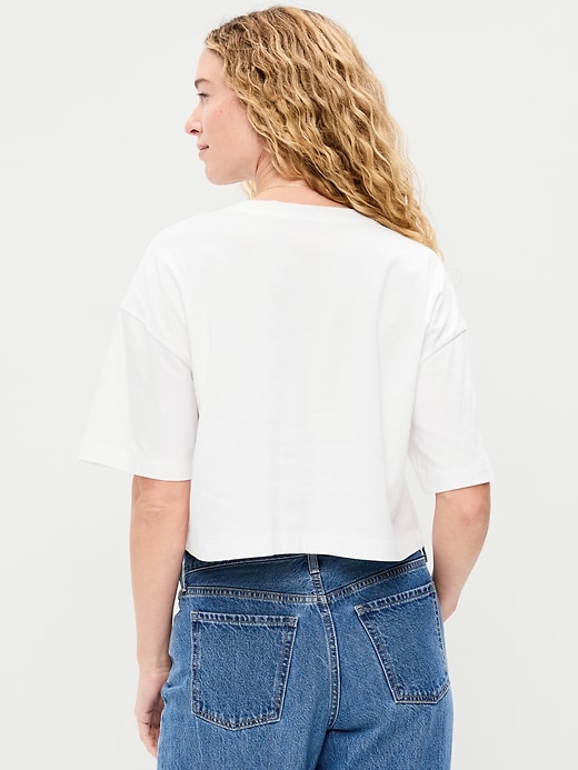 Image number 2 showing, Vintage Crew-Neck Oversized Crop T-Shirt
