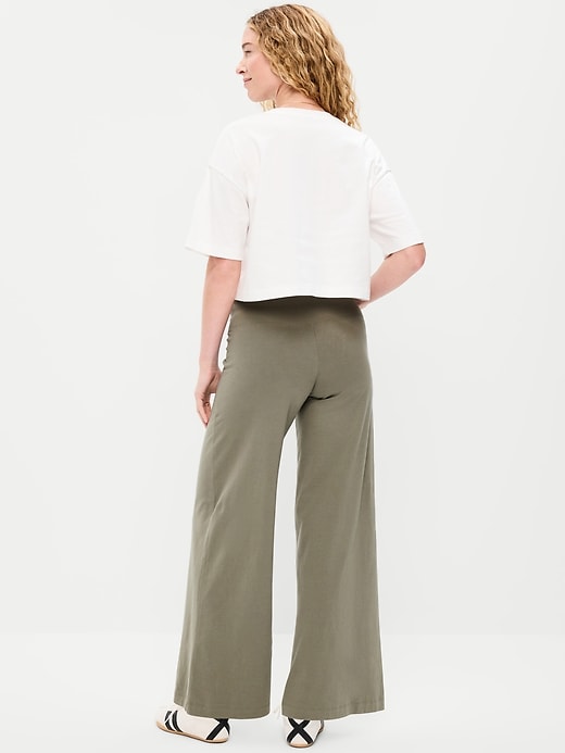 Image number 3 showing, Mid-Rise Jersey Super Wide-Leg Leggings