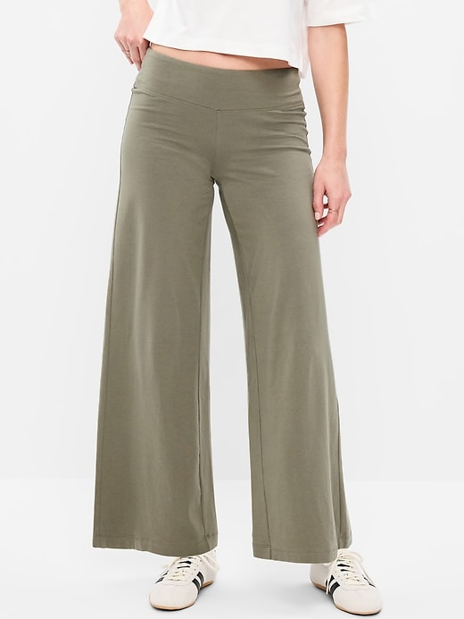 Image number 2 showing, Mid-Rise Jersey Super Wide-Leg Leggings