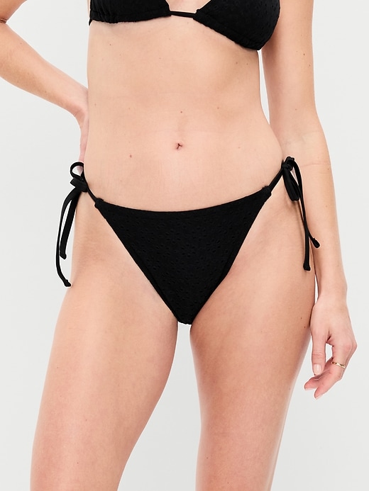 Image number 1 showing, Eyelet String Bikini Swim Bottoms
