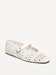 Perforated Mary Jane Ballet Flats for Women