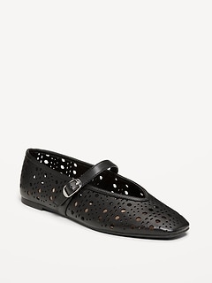 Perforated Mary Jane Ballet Flats for Women