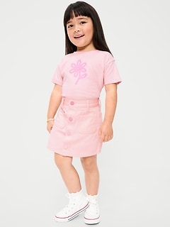 High-Waisted Button-Front Skirt for Toddler Girls