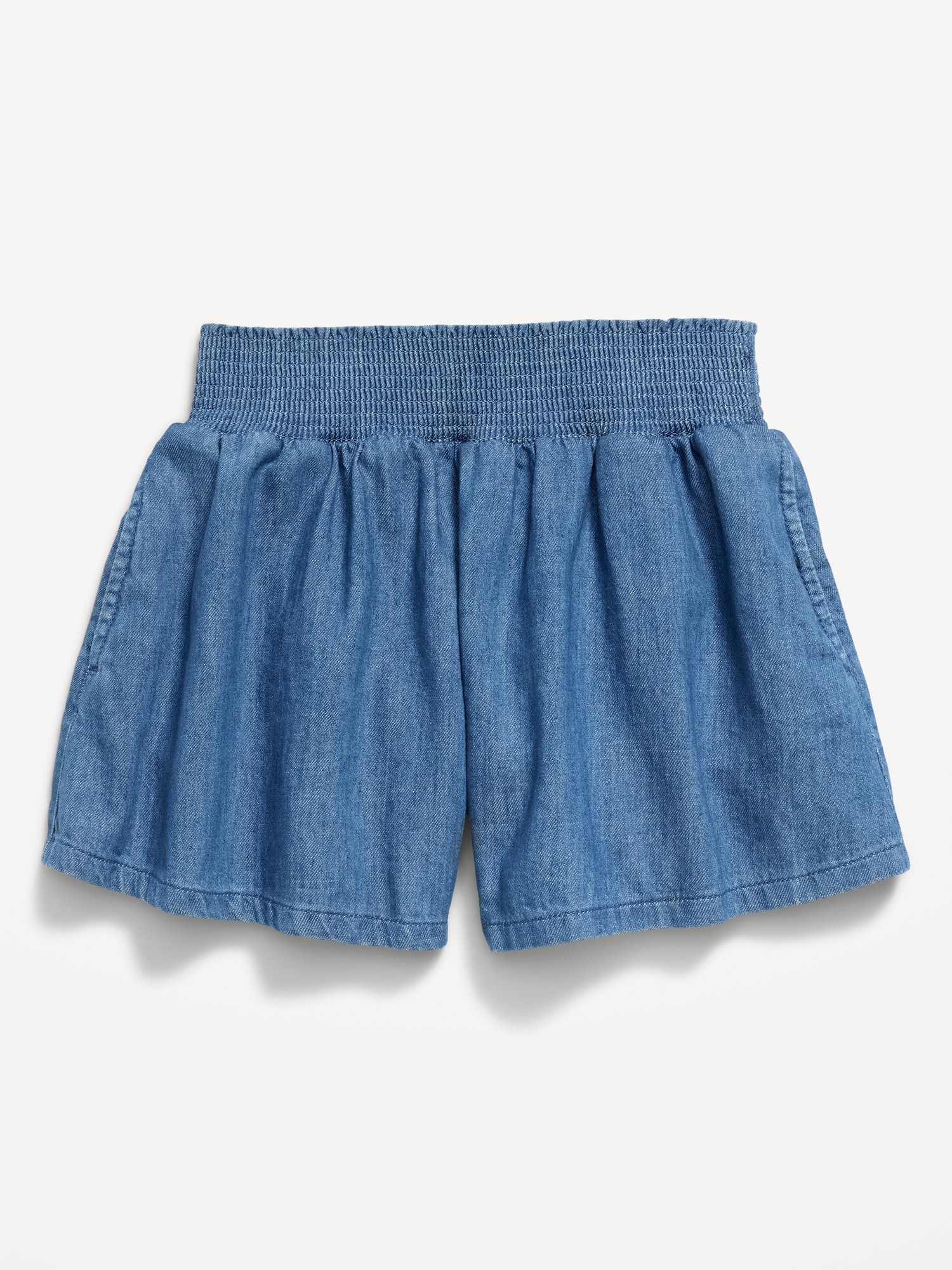 Smocked-Waist Chambray Shorts for Girls