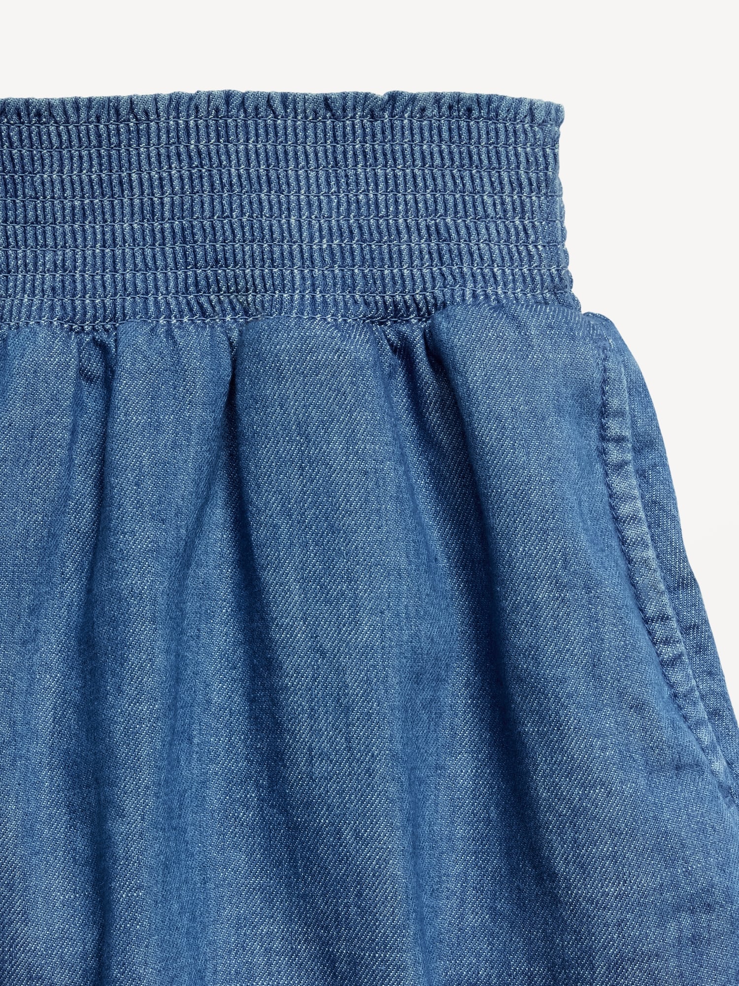 Smocked-Waist Chambray Shorts for Girls