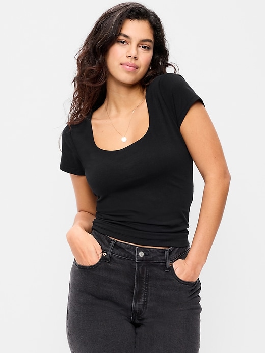 Image number 5 showing, Hug Double-Layer Scoop-Neck Top
