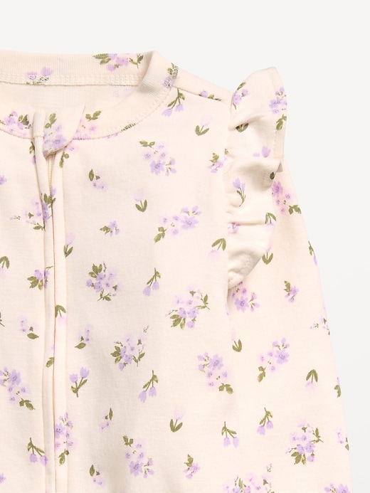 Image number 2 showing, Ruffle-Trim 2-Way-Zip Sleep & Play Footed One-Piece for Baby