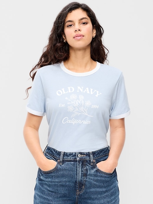 Image number 6 showing, EveryWear Crew-Neck Logo-Graphic Ringer T-Shirt