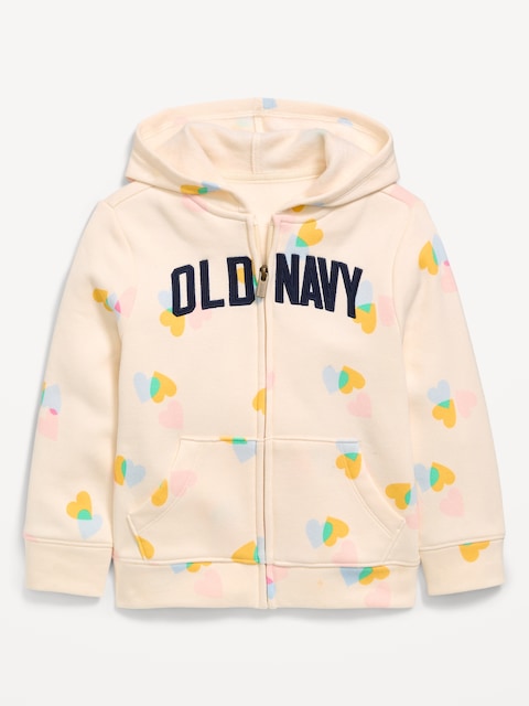 Printed Logo-Graphic Zip Hoodie for Toddler Girls