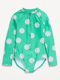 Image number 1 showing, Long-Sleeve Rashguard Swim One-Piece for Girls