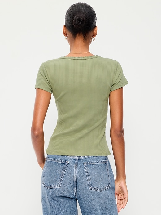 Image number 2 showing, Lace-Trim Sweetheart-Neck Ribbed Top