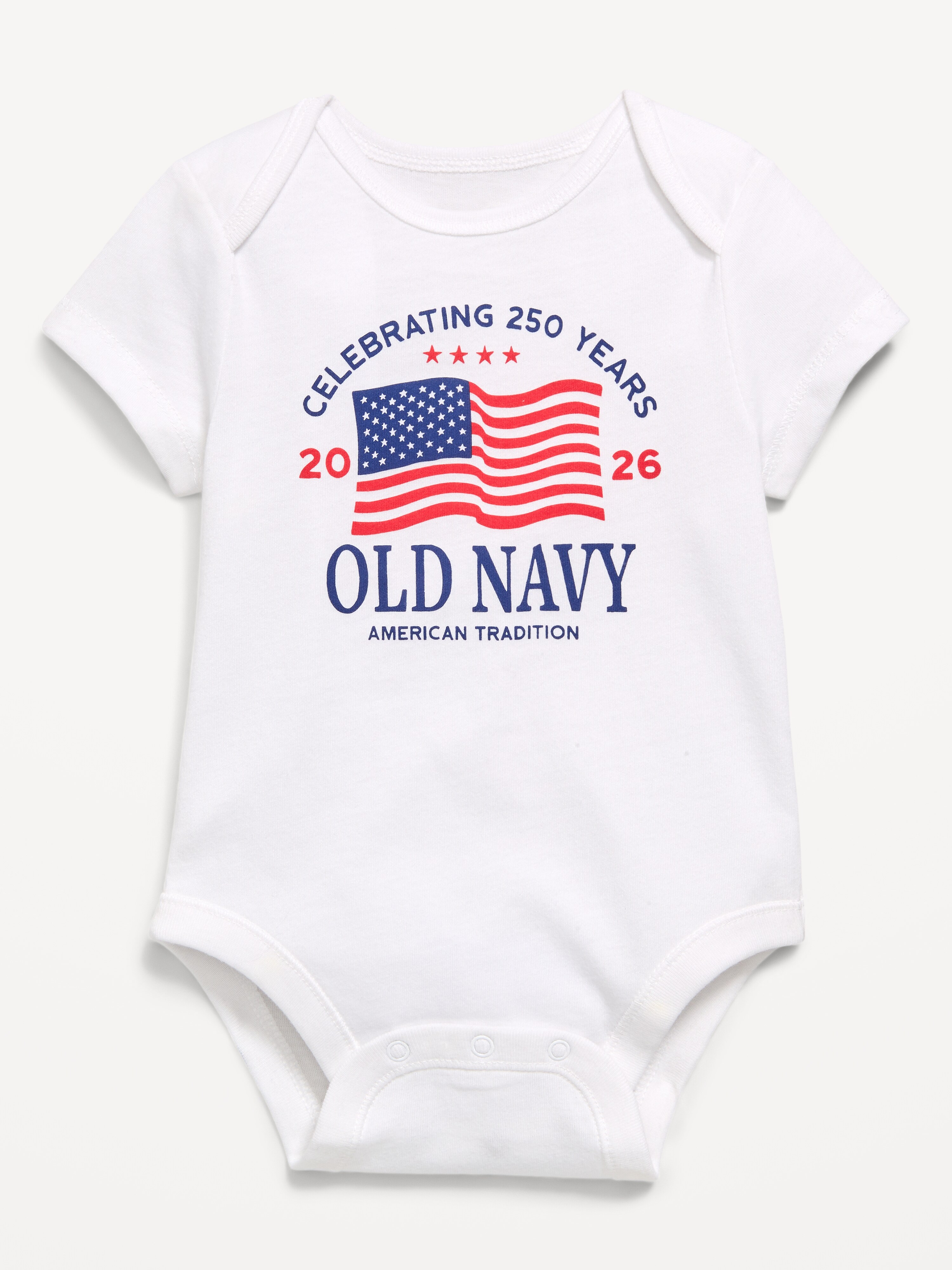Short-Sleeve Unisex Flag Logo Graphic Bodysuit for Baby