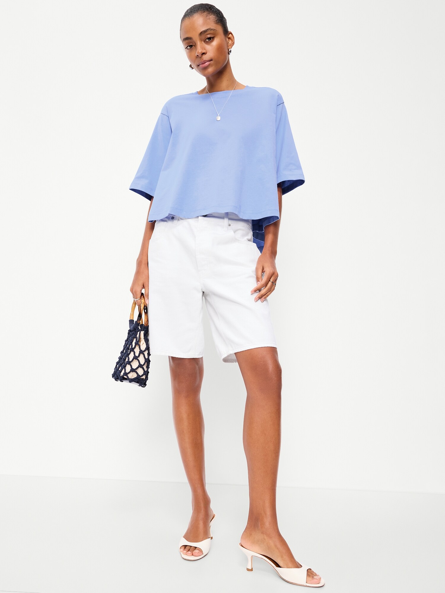 Женская футболка Old Navy Short-Sleeve Trapeze, цвет: Flax Flower — фото 3