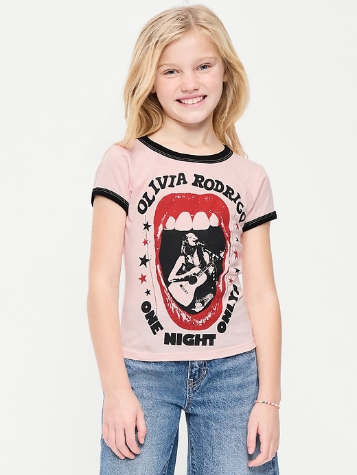 Image number 1 showing, Olivia Rodrigo™ Fitted Ribbed Ringer Graphic T-Shirt for Girls