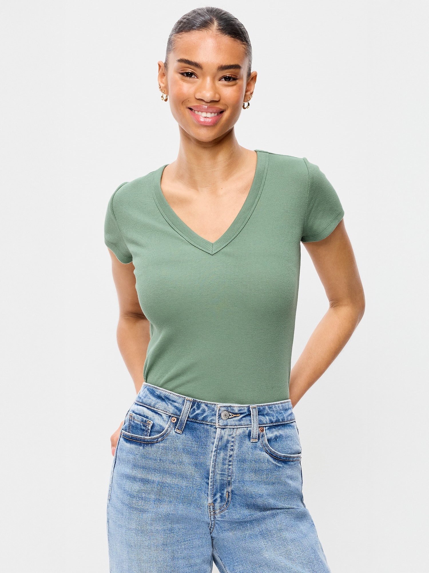 Snug V-Neck Crop T-Shirt - image 4