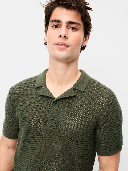 Image number 1 showing, Short-Sleeve Polo Sweater