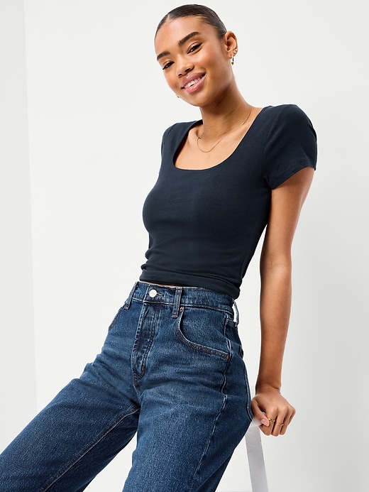 Image number 3 showing, Hug Double-Layer Scoop-Neck Top