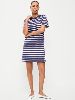 Vintage Crew-Neck Mini T-Shirt Dress