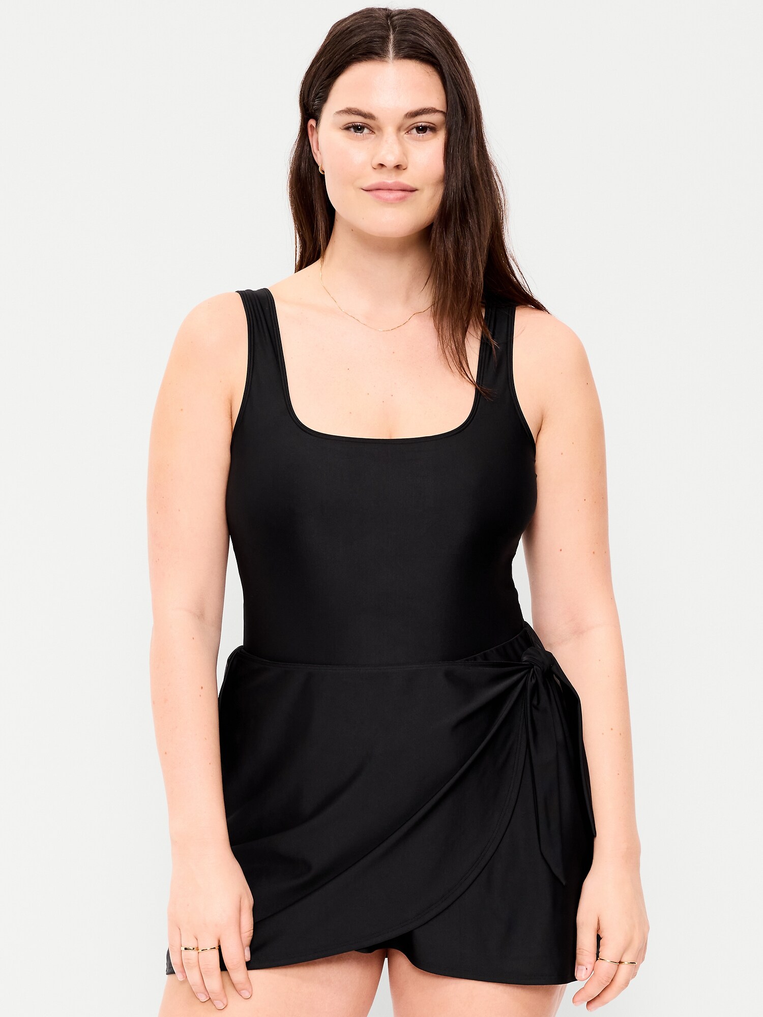 Женское платье Old Navy Pique Side-Tie Swim Dress, цвет: Чёрный — фото 4