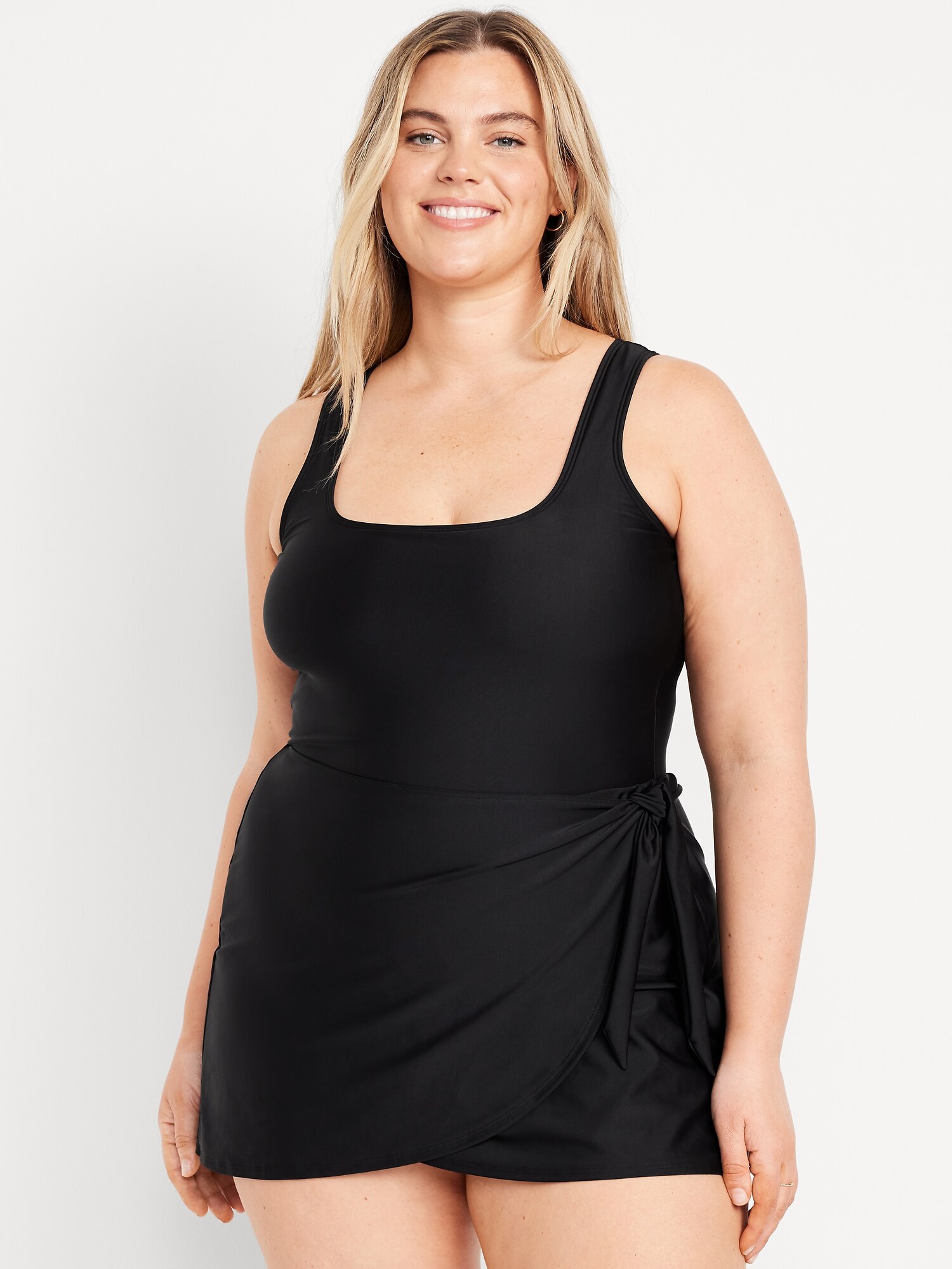 Женское платье Old Navy Pique Side-Tie Swim Dress, цвет: Чёрный — фото 6