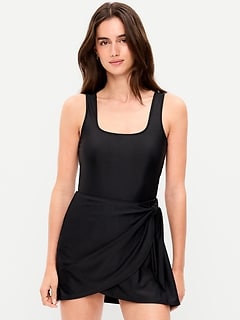 Matte Side-Tie Swim Dress