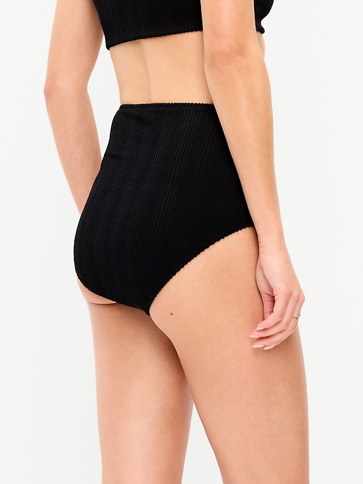 Image number 2 showing, High-Waisted Ribbed Bikini Swim Bottoms