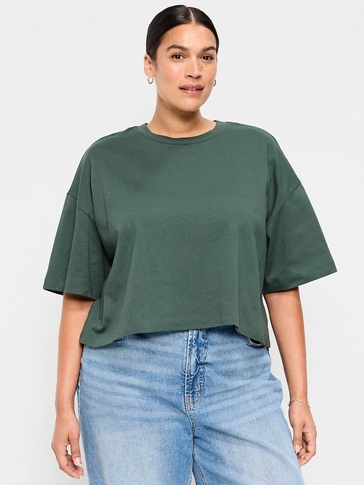 Image number 7 showing, Vintage Crew-Neck Oversized Crop T-Shirt