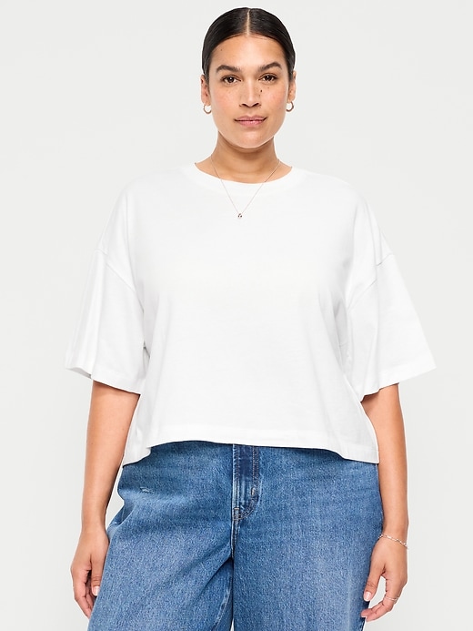 Image number 7 showing, Vintage Crew-Neck Oversized Crop T-Shirt