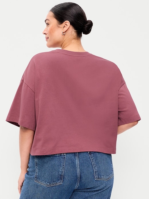 Image number 8 showing, Vintage Crew-Neck Oversized Crop T-Shirt