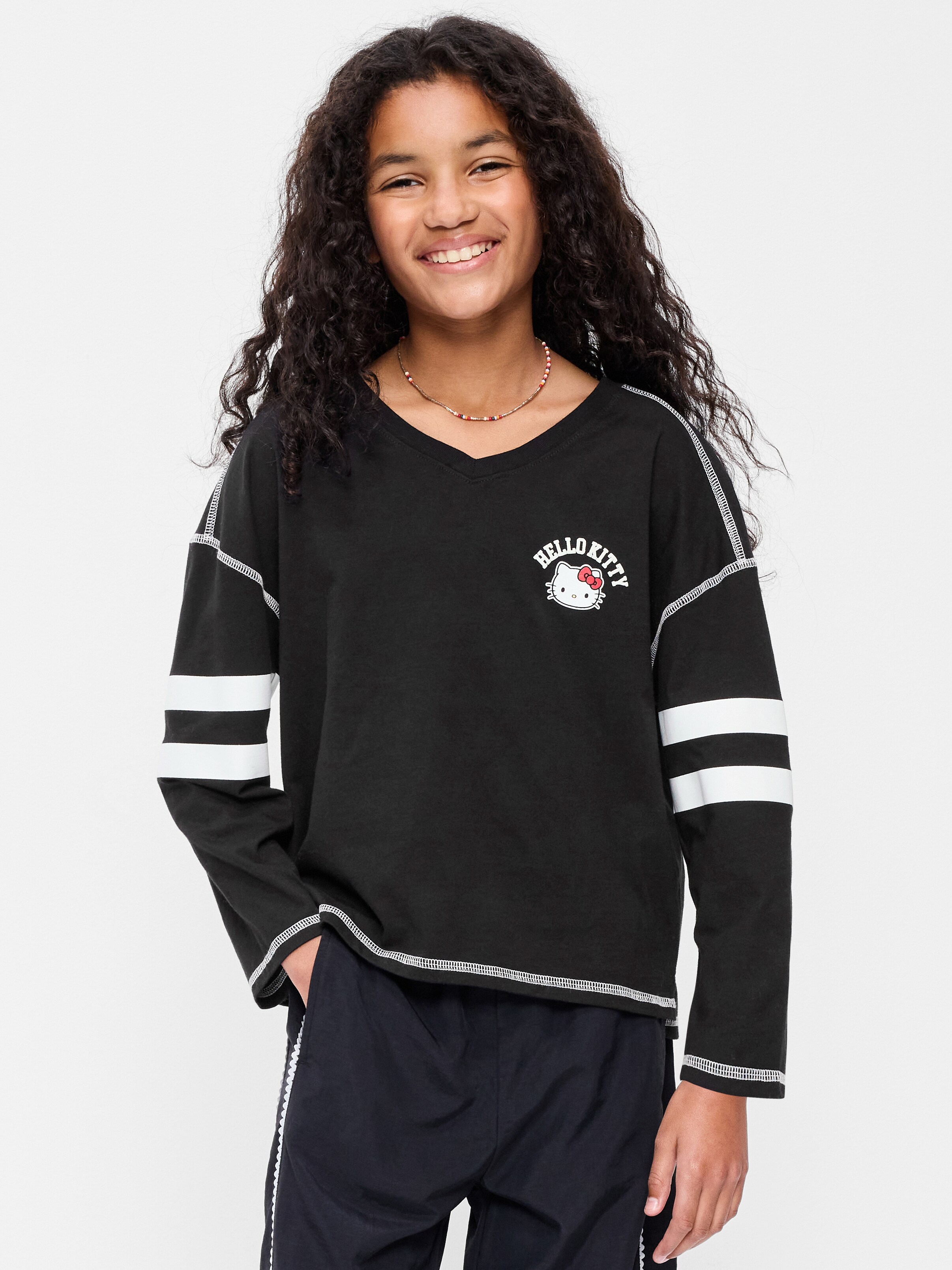 Hello Kitty® V-Neck Graphic T-Shirt for Girls