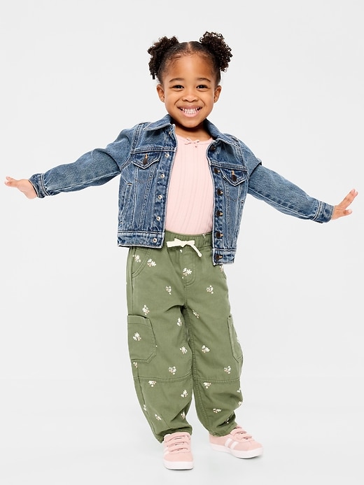 Image number 1 showing, Pull-On Baggy Barrel-Leg Cargo Pants for Toddler Girls