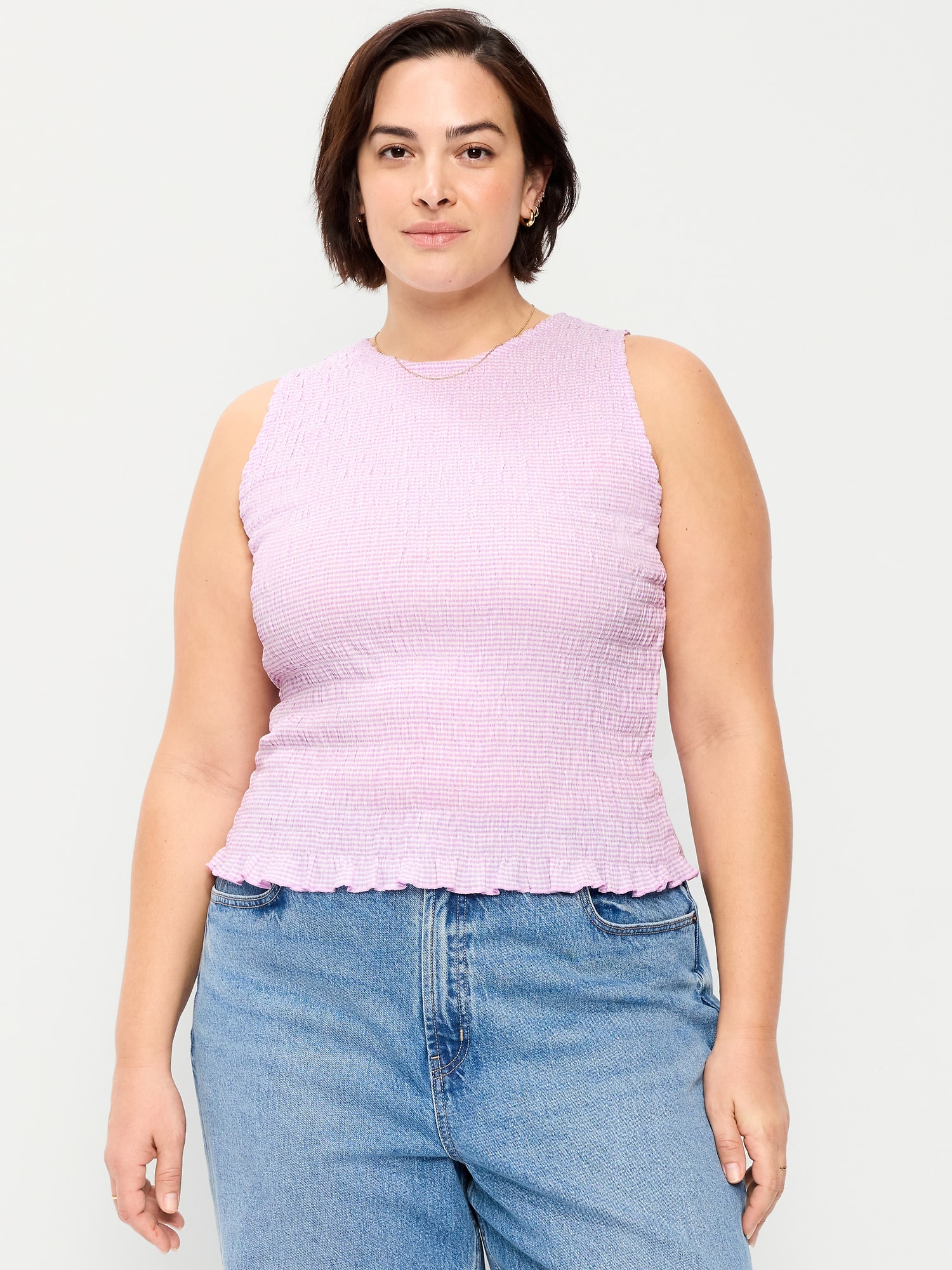 Sleeveless Smocked Tank Top