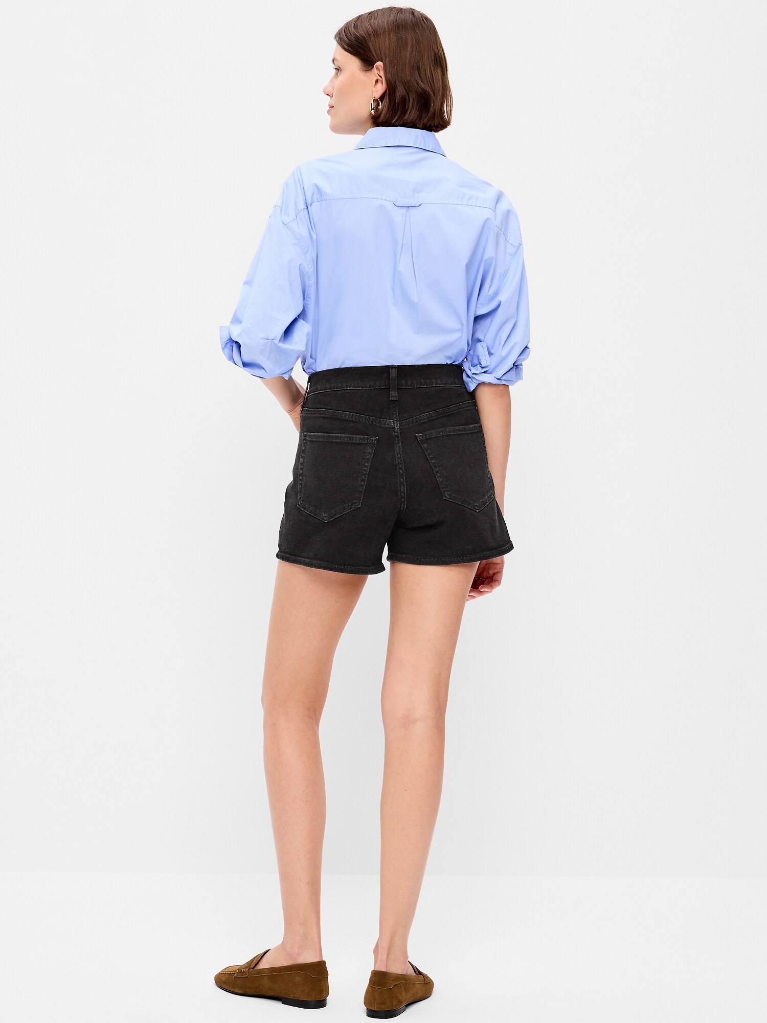Женские шорты Old Navy High-Waisted Wow Jean Shorts -- 4-inch inseam, цвет: Чёрный — фото 3