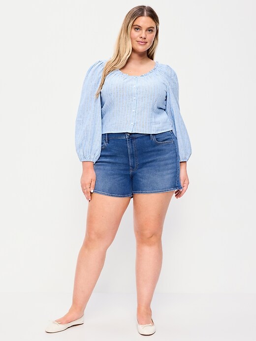 Image number 6 showing, High-Waisted Wow Jean Shorts -- 5-inch inseam