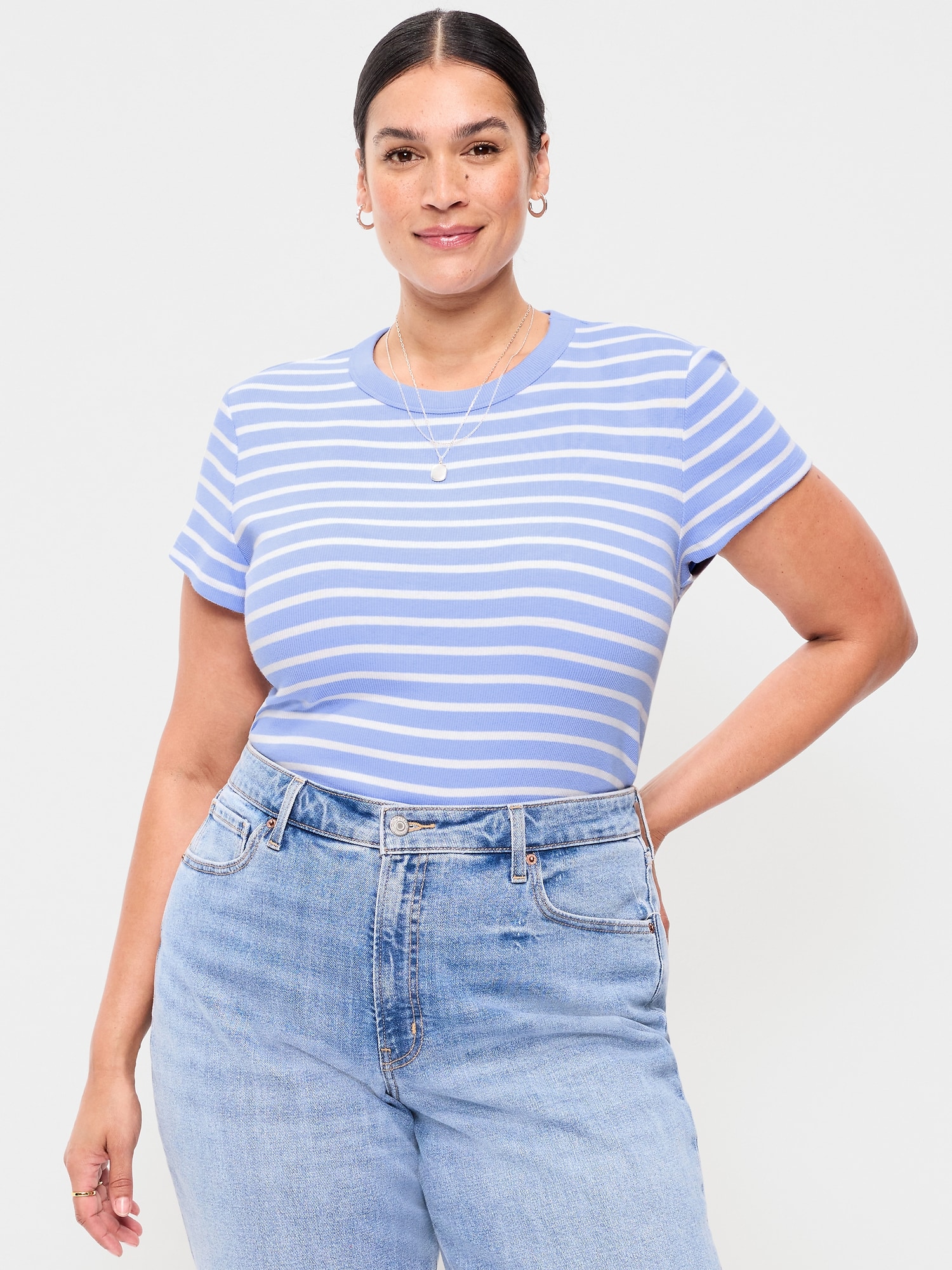 Snug Crew-Neck Ribbed T-Shirt