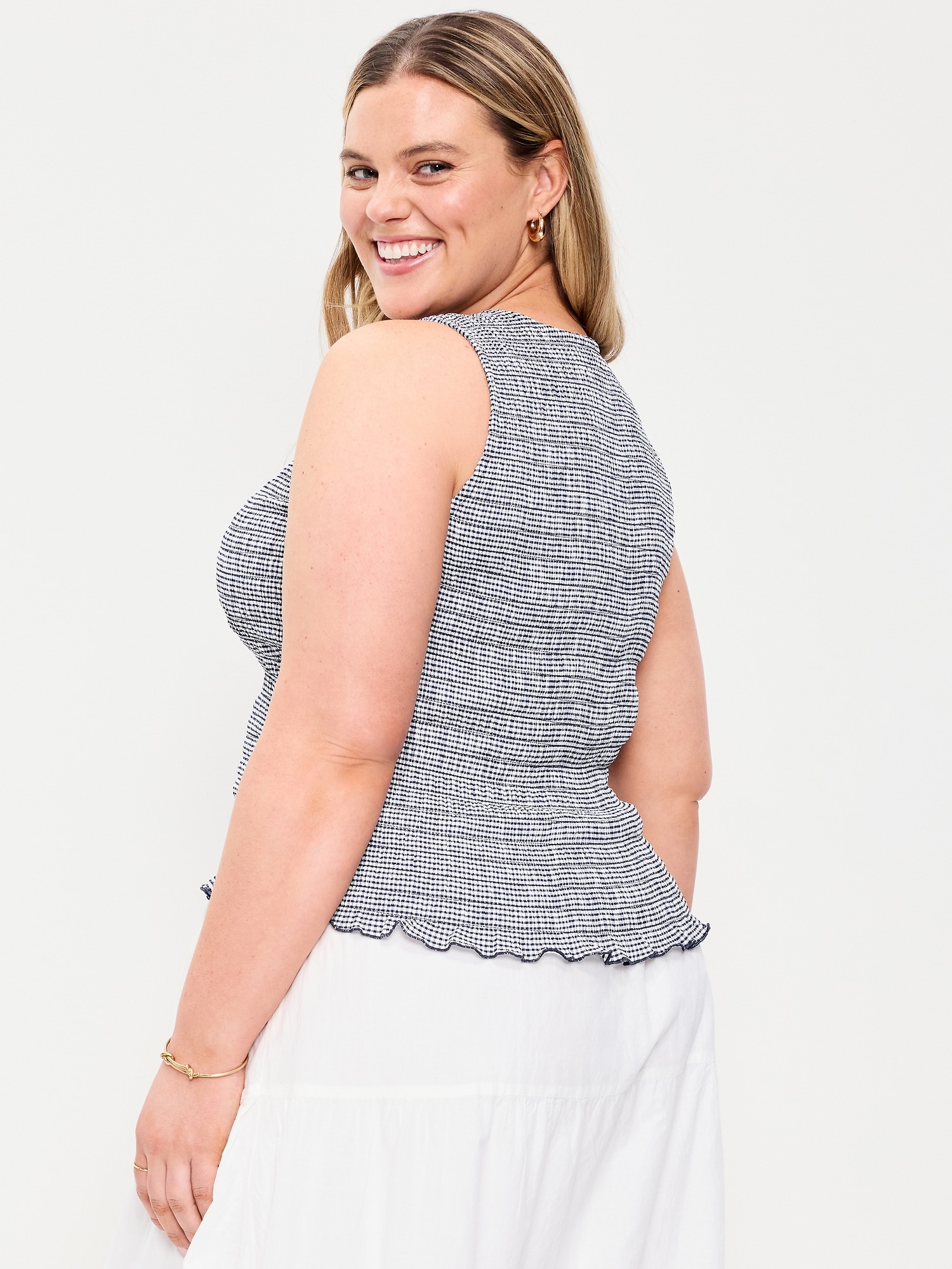 Sleeveless Smocked Tank Top