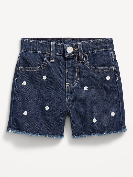 Image number 1 showing, Embroidered Frayed-Hem Jean Shorts for Toddler Girls
