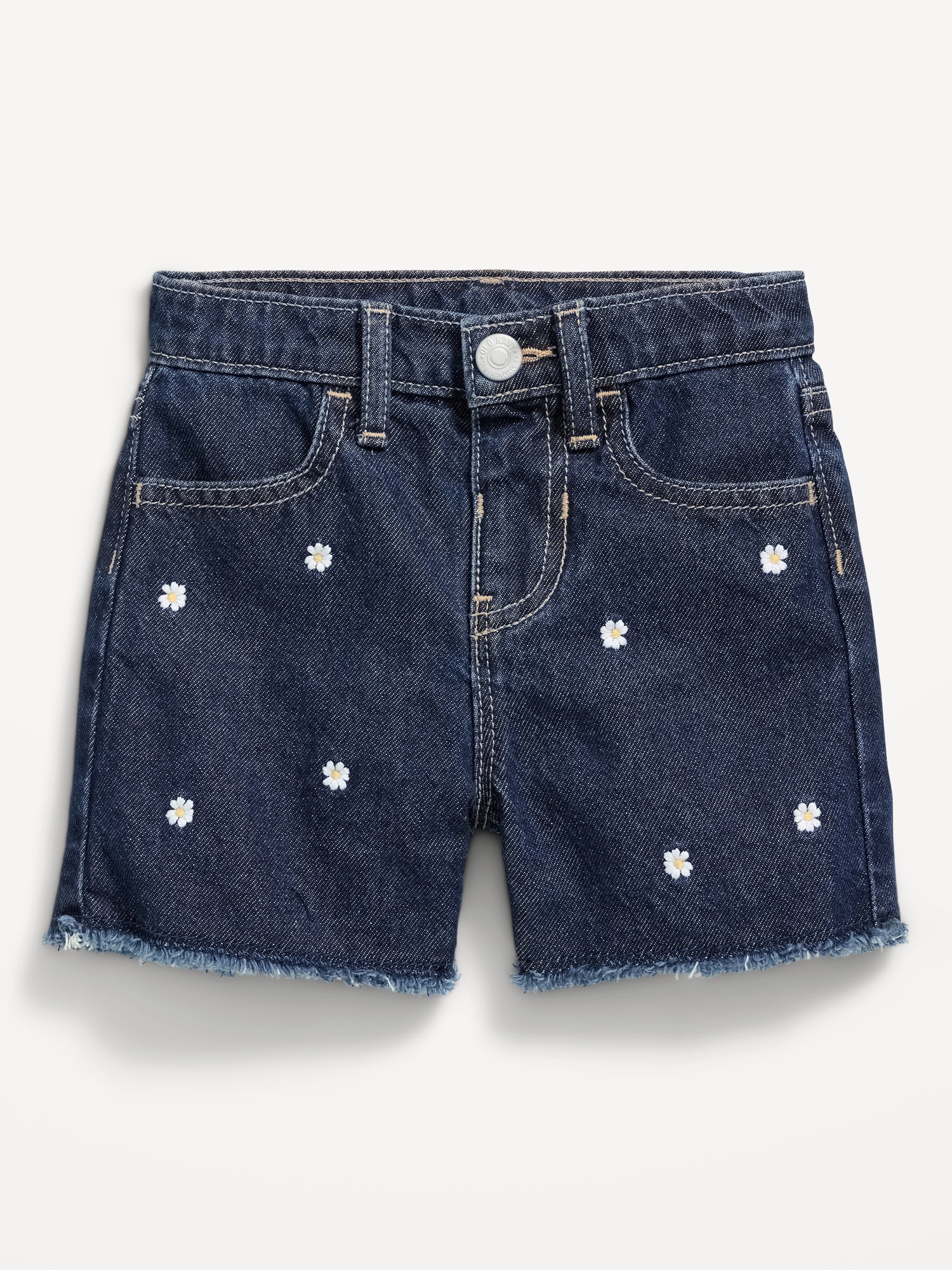 Embroidered Frayed-Hem Jean Shorts for Toddler Girls