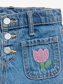 Image number 3 showing, High-Waisted Embroidered Mariner Jean Shorts for Toddler Girls