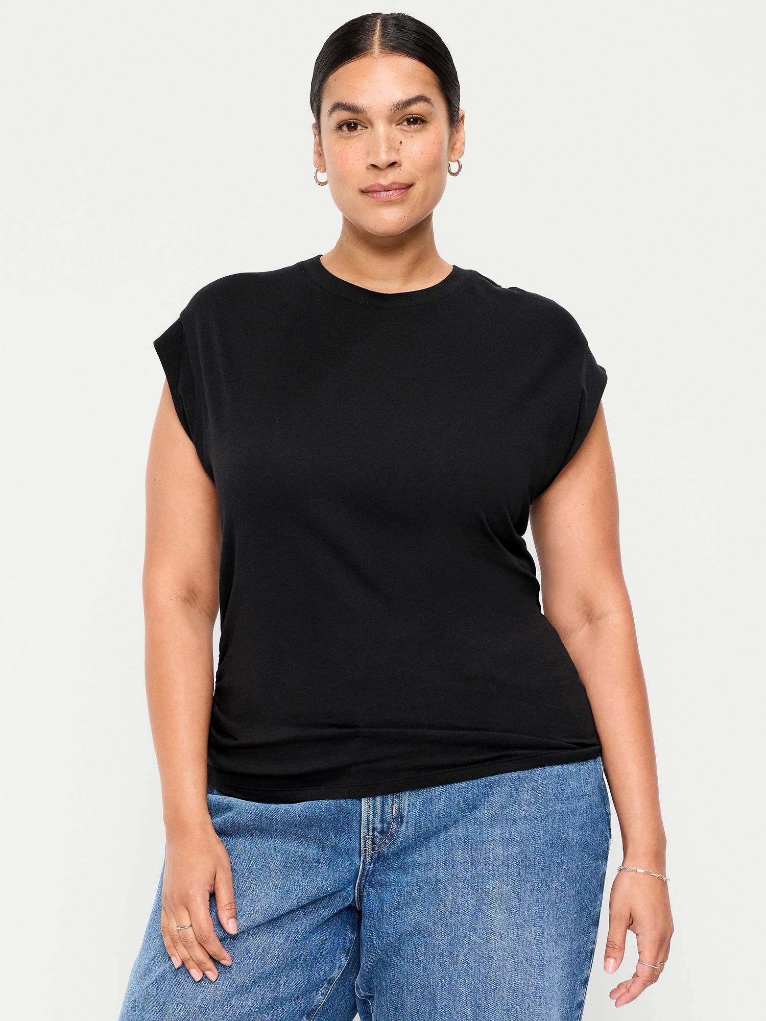 Cap-Sleeve Cinch-Waist Top