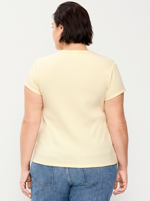 Image number 8 showing, Short-Sleeve Ribbed Button-Down Top