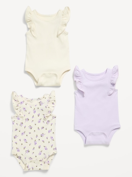 Image number 2 showing, Ruffle-Trim Ribbed Bodysuit 3-Pack for Baby