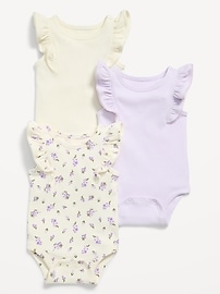 Image number 1 showing, Ruffle-Trim Ribbed Bodysuit 3-Pack for Baby
