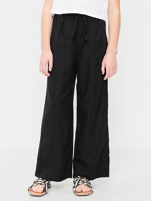 Image number 1 showing, Pull-On Linen-Blend Pants for Girls
