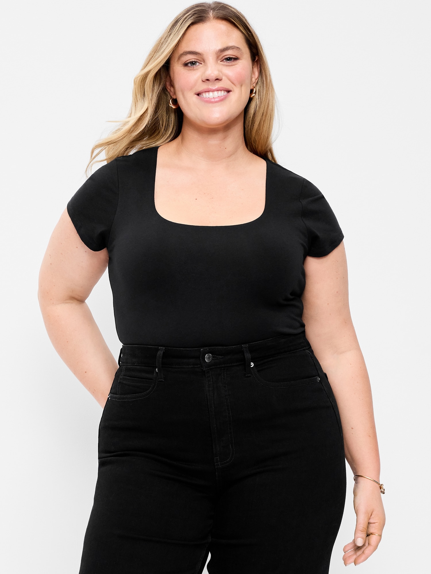Hug Double-Layer Scoop-Neck Top
