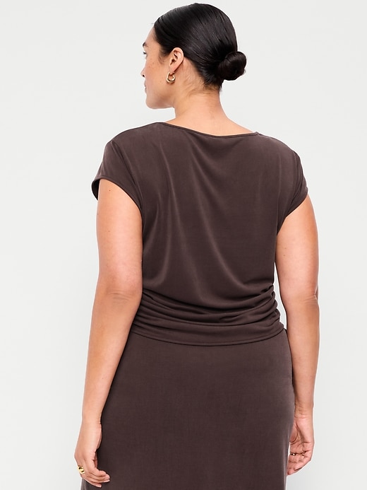 Image number 9 showing, Cap-Sleeve Shirred Side Top