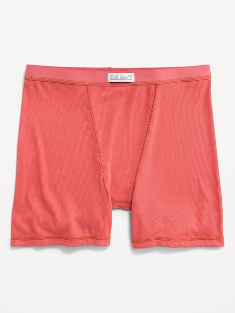 High-Waisted Ribbed Boyshort Briefs -- 3-inch inseam