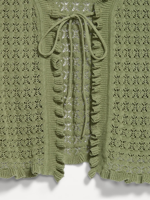 Image number 5 showing, Tie-Front Open Cardigan
